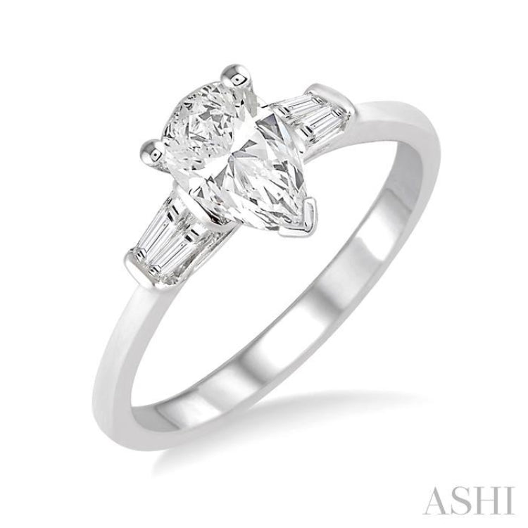 1/6 Ctw Baguette Diamond Semi-Mount Engagement Ring in 14K White Gold