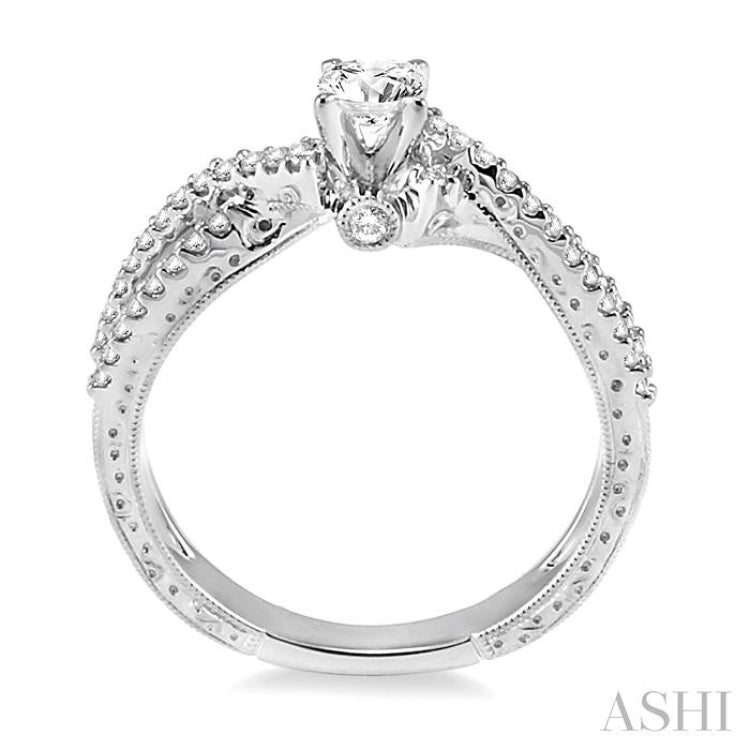 1/4 Ctw Round Cut Diamond Semi-Mount Engagement Ring in 14K White Gold