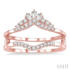 1/3 Ctw Tiara Baguette and Round Cut Diamond Insert Ring in 14K Rose Gold