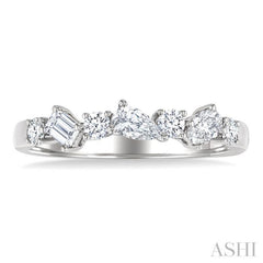 5/8 Ctw Mixed Shape Diamond Cut Fashion Band in 14K White Gold