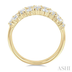 1 1/2 Ctw Triple Row Multi-Cut Diamond Fashion Band in 14K Yellow Gold