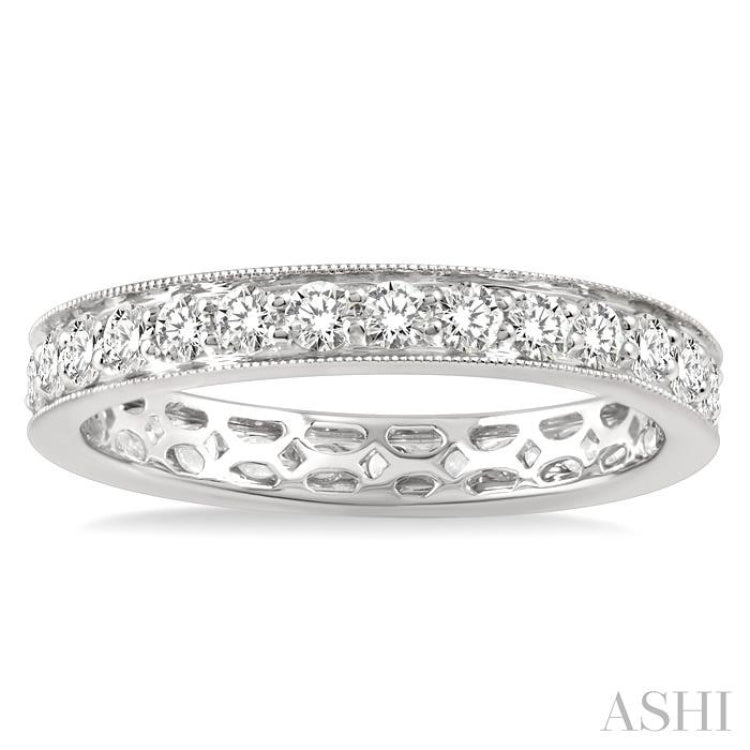 1 Ctw Round Cut Diamond Eternity Wedding Band in 14K White Gold