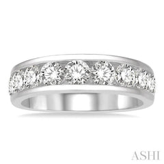 2 Ctw Channel Set 11 Stone Round Cut Diamond Wedding Band in 14K White Gold