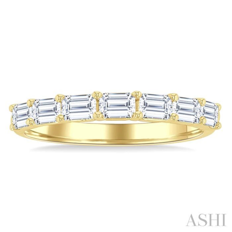 1 Ctw East-West Emerald Cut Diamond Fashion Band in 14K Yellow Gold