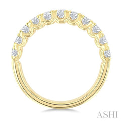 2 Ctw Twin Row Round Cut Diamond Wide Wedding Band in 14K Yellow Gold