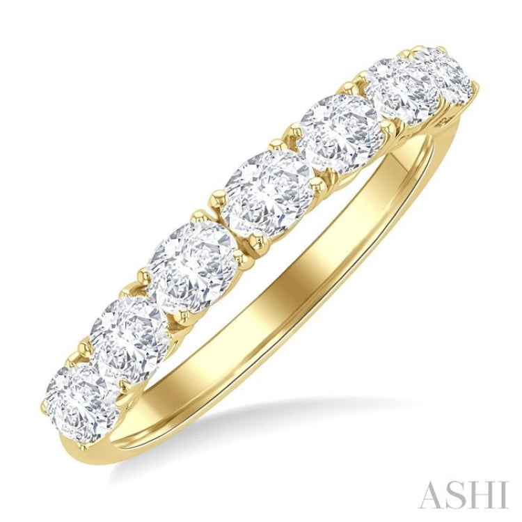 1 Ctw East-West Oval Cut Diamond Fashion Band in 14K Yellow Gold