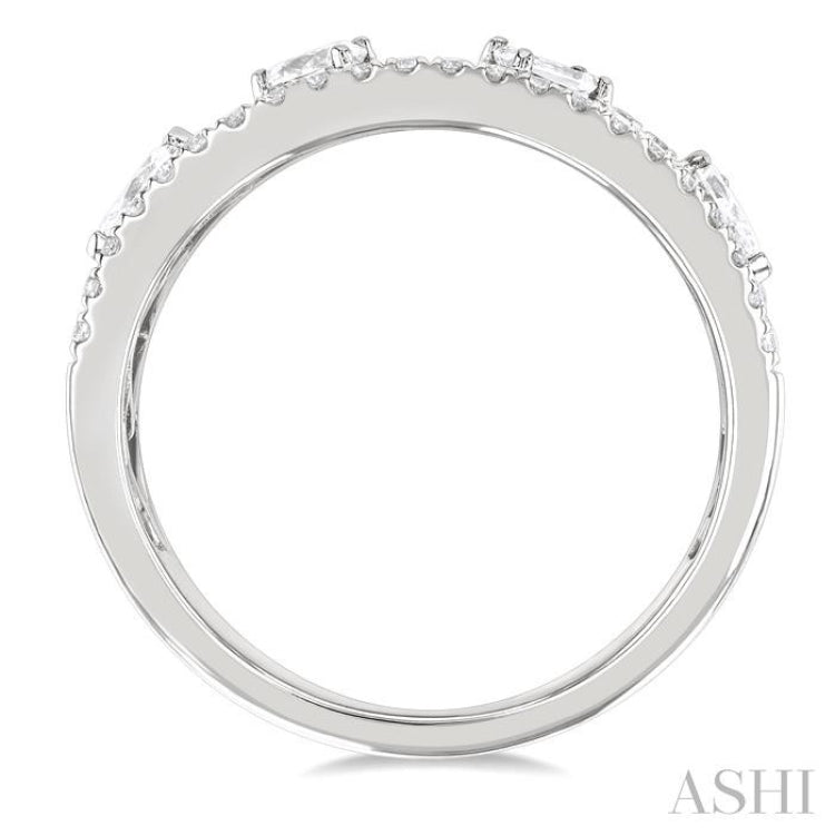 5/8 Ctw 4-Stone Mixed Shape Diamond Wide Fashion Band in 14K White Gold