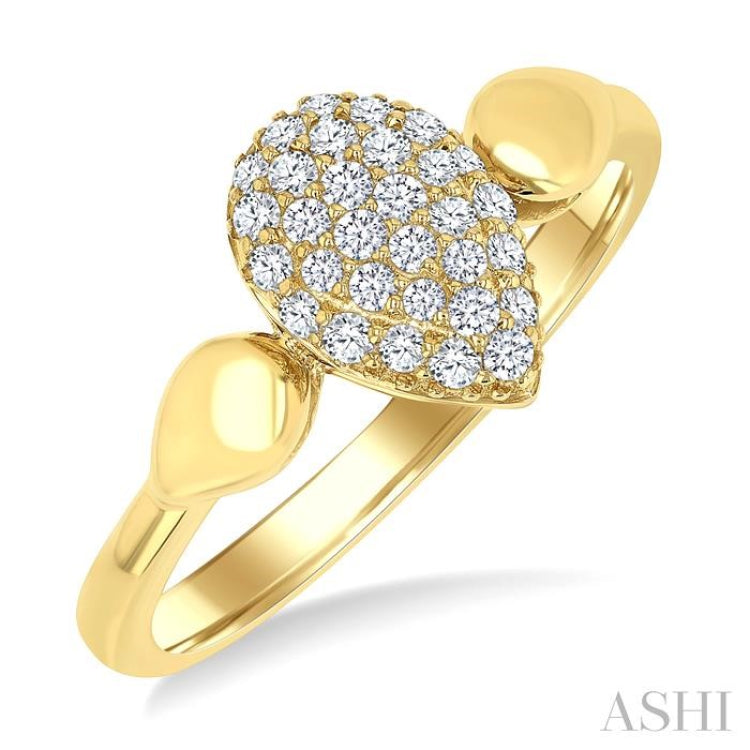 1/4 Ctw Pear Shape Pave Set Round Cut Diamond Ring in 10K Yellow Gold