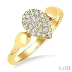 1/4 Ctw Pear Shape Pave Set Round Cut Diamond Ring in 10K Yellow Gold