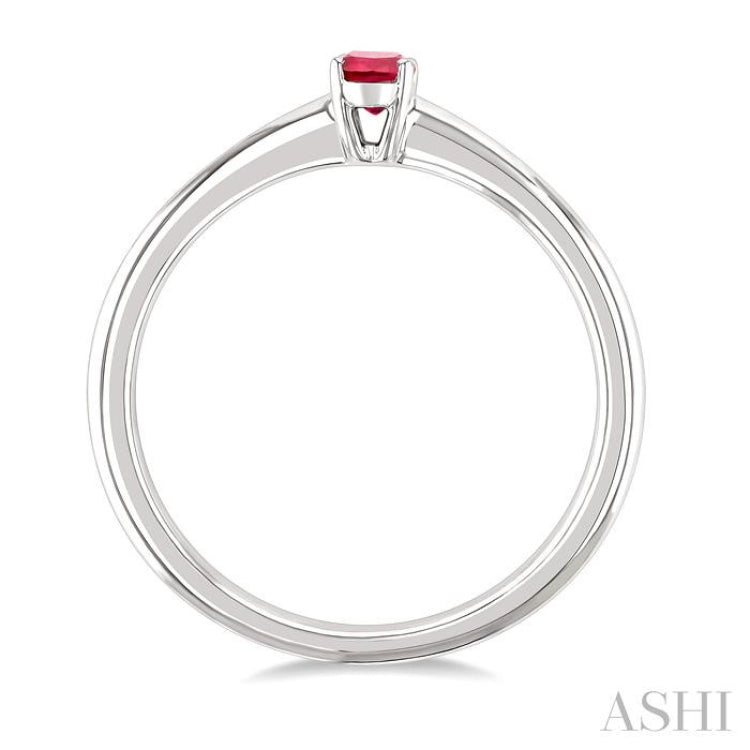 5x3 MM Oval Shape Ruby Precious Solitaire Ring in 14K White Gold