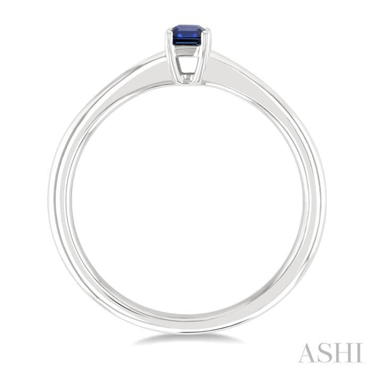 5x3 MM Octagon Shape Sapphire Precious Solitaire Ring in 14K White Gold