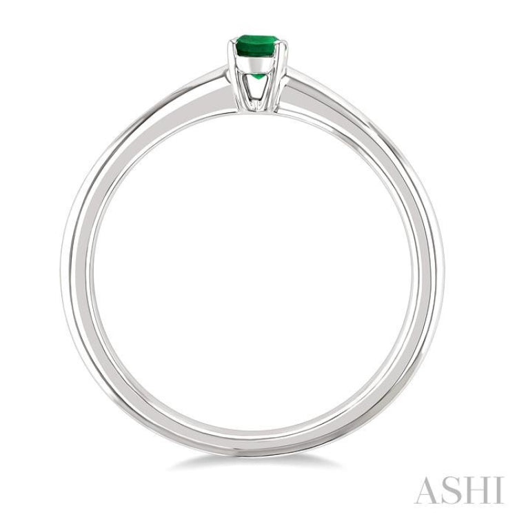 5x3 MM Oval shape Emerald Precious Solitaire Ring in 14K White Gold