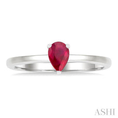 6x4 MM Pear Shape Ruby Precious Solitaire Ring in 14K White Gold