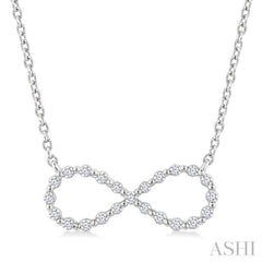 1/8 Ctw Petite Infinity Round Cut Diamond Fashion Pendant With Chain in Sterling Silver