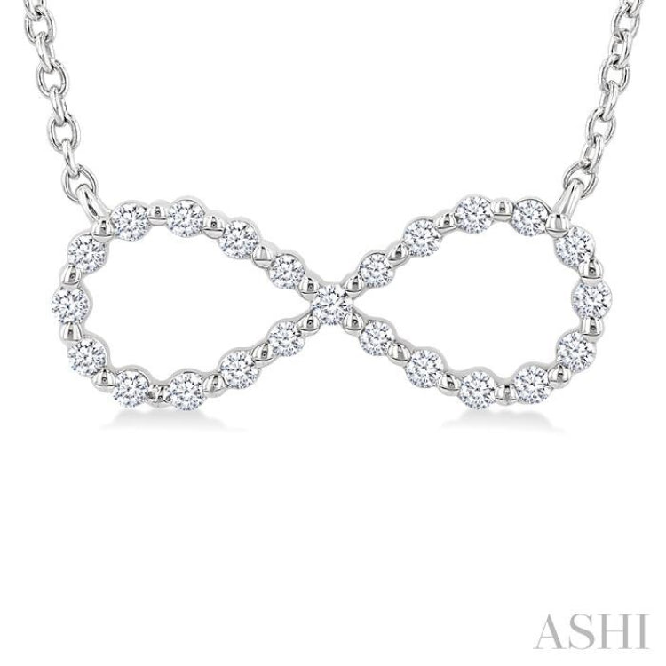 1/8 Ctw Petite Infinity Round Cut Diamond Fashion Pendant With Chain in Sterling Silver