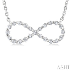 1/8 Ctw Petite Infinity Round Cut Diamond Fashion Pendant With Chain in Sterling Silver