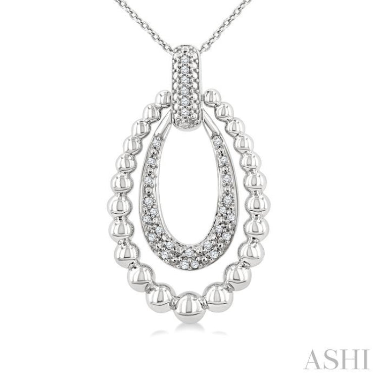 1/10 Ctw Circular Bold Bead Single Cut Diamond Fashion Pendant With Chain in Sterling Silver