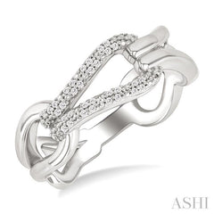 1/10 Ctw Single Cut Diamond Bold Knot Link Fashion Ring in Sterling Silver