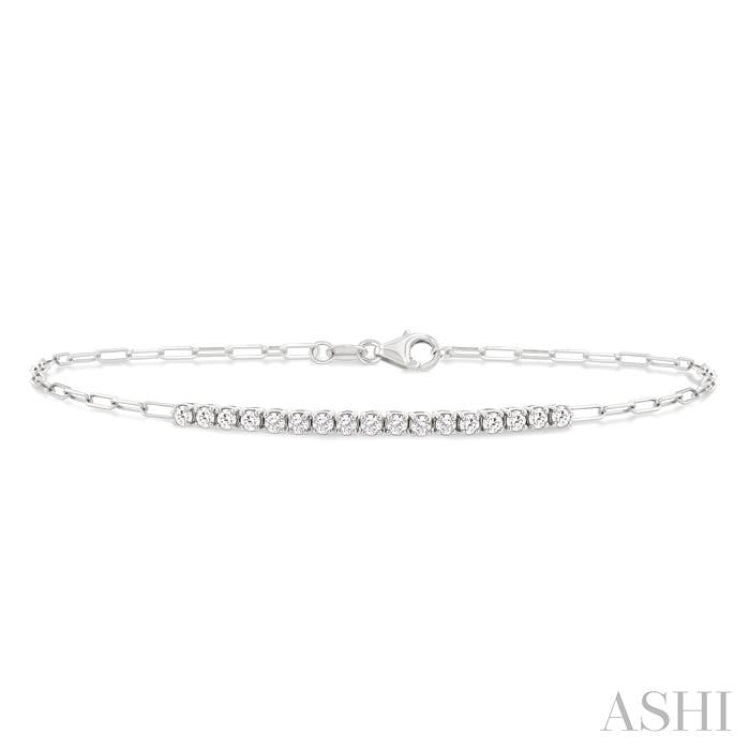 1/2 Ctw Round Cut Diamond Paperclip Chain Bracelet in 14K White Gold