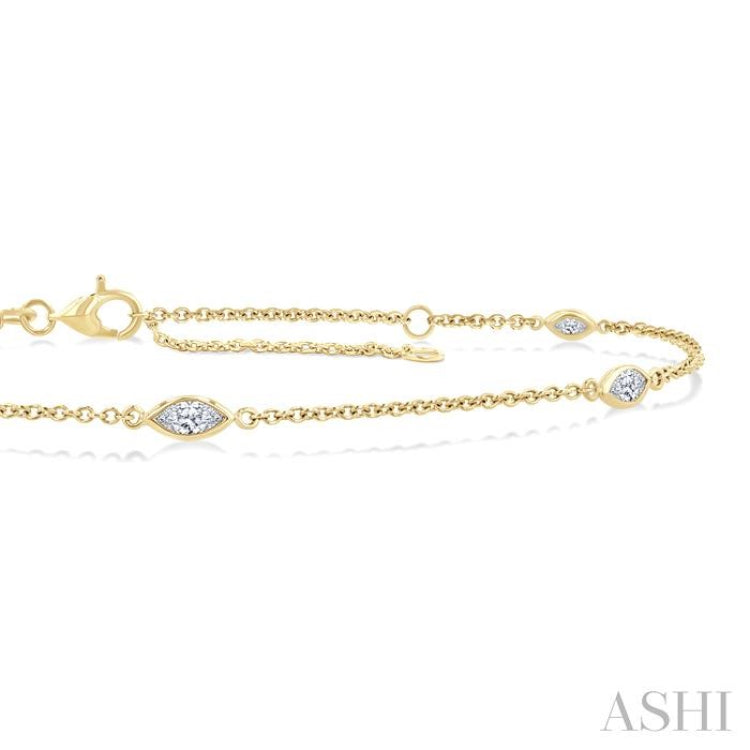 1/2 Ctw Marquise Cut Diamond Station Bracelet in 14K Yellow Gold