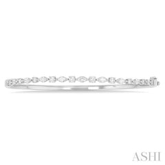 1 Ctw Marquise and Round Cut Diamond Fashion Bangle in 14K White Gold