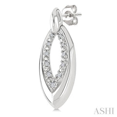 1/10 Ctw Marquise Shape Inner Link Single Cut Diamond Earrings in Sterling Silver