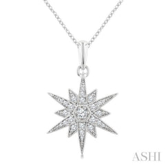 1/4 Ctw Round Cut Diamond Star Pendant With Chain in 10K White Gold