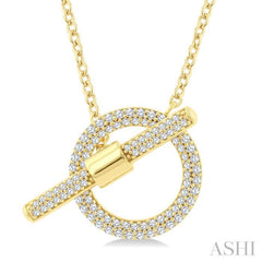 1/2 Ctw Circle Toggle Round Cut Diamond Fashion Necklace in 14K Yellow Gold