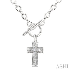 1/20 Ctw Cross Toggle Single Cut Diamond Fashion Necklace in Sterling Silver