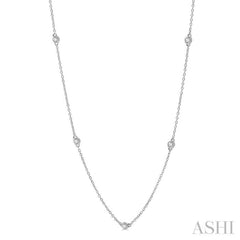 1/3 Ctw Round Cut Diamond Station Necklace in 14K White Gold