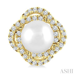 5 MM Cultured Pearl and 1/4 Ctw Single Cut Diamond Petite Fashion Earrings in 10K Yellow Gold