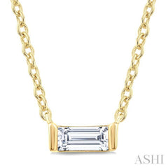 1/20 Ctw Baguette Diamond Petite Fashion Pendant With Chain in 10K Yellow Gold