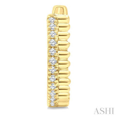 1/10 Ctw Fluted Single Cut Diamond Petite Huggie Earrings in 10K Yellow Gold
