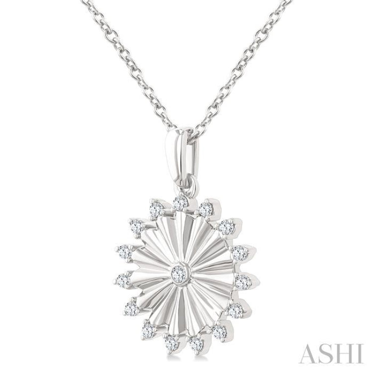 1/5 Ctw Round Cut Diamond Circle Fluted Fashion Pendant With Chain in 10K White Gold