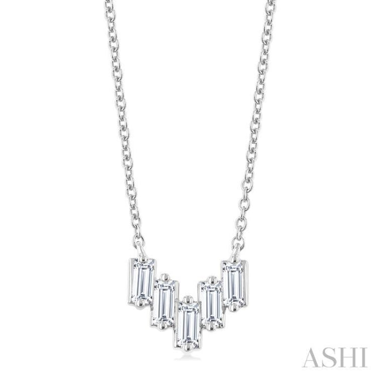 1/4 Ctw Baguette Cut Diamond Necklace in 14K White Gold