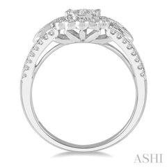 3/4 Ctw Diamond Lovebright Engagement Ring in 14K White Gold