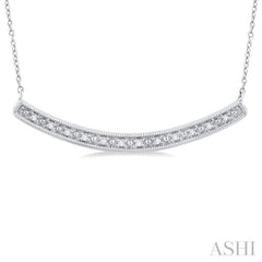 1/20 Ctw Single Cut Diamond Curved Bar Pendant With Chain in Sterling Silver