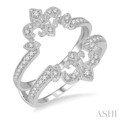 1/4 Ctw Marquise Fleur De Lis Round Cut Diamond Insert Ring in 14K White Gold