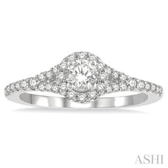 1/3 Ctw Circular Mount Split Round Cut Diamond Semi-Mount Engagement Ring in 14K White Gold