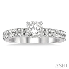 1/3 Ctw Round Cut Diamond Semi-Mount Engagement Ring in 14K White Gold