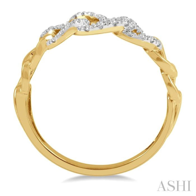 1/6 Ctw Curb & Cuban Round Cut Diamond Fashion Band in 14K Yellow Gold