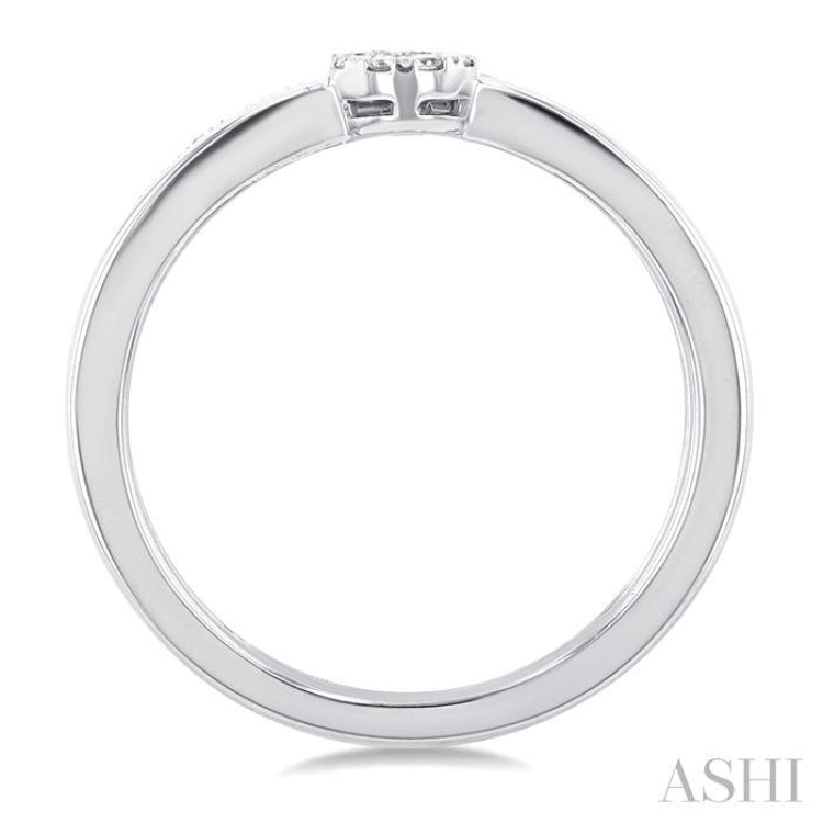 1/4 Ctw Double Row Lovebright Round Cut Diamond Ladies Ring in 10K White Gold