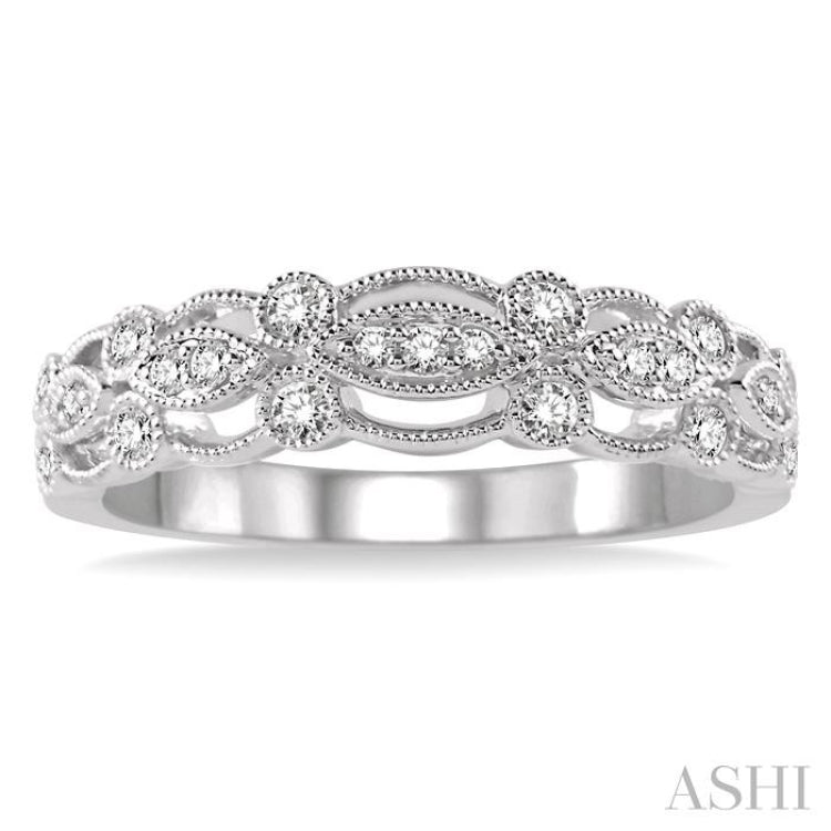 1/4 Ctw Marquise and Round Lattice Diamond Wedding Band in 14K White Gold