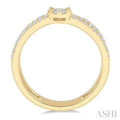 1/3 Ctw Twin Band Round Shape Lovebright Round Cut Diamond Fashion Ring in 14K Yellow and White Gold