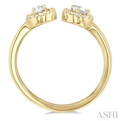 3/8 Ctw Toi Et Moi Pear, Oval and Round Cut Diamond Open Fashion Ring in 14K Yellow Gold