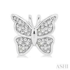 1/10 Ctw Petite Butterfly Round Cut Diamond Fashion Stud Earring in 10K White Gold