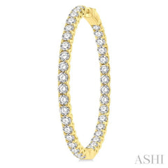 10 Ctw Inside-Out Round Cut Diamond 1 3/4 Inch Hoop Earrings in 14K Yellow Gold