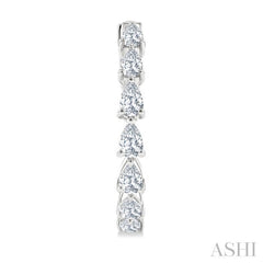1 1/2 Ctw North-South Pear Shape Diamond Fashion Hoop Earring in 14K White Gold