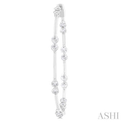 2 Ctw Front and Inner Back Round Cut Diamond Hoop Earrings in 14K White Gold