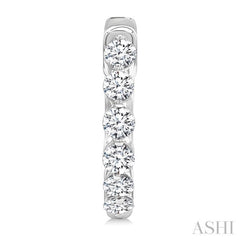 1/2 Ctw Prong Set Round Cut Diamond Hoop Earrings in 14K White gold